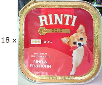 (EUR 11,08 / kg)   Rinti Gold Mini Rind & Perlhuhn für Mini-Hunde: 18 x 100 g - Bild 1 von 4