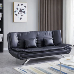 Bonded Leather 3 Seater Sofa Bed Recliner Chair Couch Double Sleeper Beds Settee - Picture 1 of 11