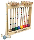 8-Player Croquet Set with 28" Handles in Wooden Rack - Amish Made