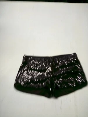 Pantalones Cortos Twenty One Negros Lentejuelas Tiro Alto Elastizados Cintura Elástica Talla S Foto 1 de 4