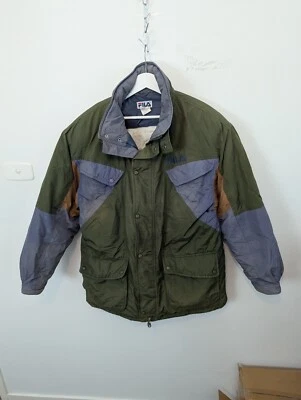 Vtg Fila Puffer Jacket Mens Size L Green Nylon Waterproof 90s Down Insulated - Image 1 of 4