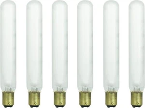 6Pack Tubular Light Bulbs, Frosted Tube T6.5 Bulb, 40W, 2600K, 290LM, BA15D - Picture 1 of 7