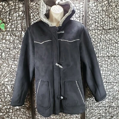 ABRIGO CHAQUETA CON CAPUCHA WOOLRICH MUJER CREMALLERA COMPLETA Y PALANCA TALLA M NEGRO GRIS #15319RS Foto 1 de 4