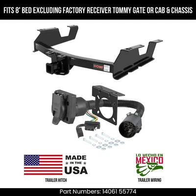 For 11-14 Silverado 3500HD Trailer Hitch w/ 7 Pin Wiring 8'Bed Std Bmpr Curt 10K — 第 1/4 张图片