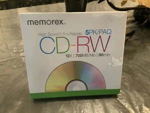 Memorex High Speed CD-RW Discs. 5-Pack. 12x/700MB/80 Min. For Home and PC - Picture 1 of 2