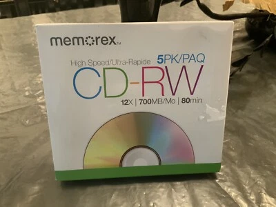 Memorex High Speed CD-RW Discs. 5-Pack. 12x/700MB/80 Min. For Home and PC - Image 1 of 2