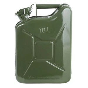 10L Tall Green Car Fuel Diesel Petrol Oil Water / Gas Steel Jerry Can - Baylent - Picture 1 of 4