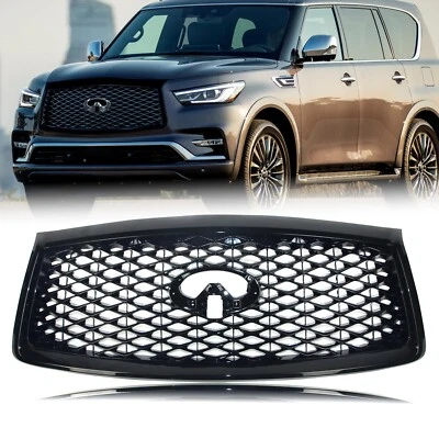 Rejilla frontal para INFINITI QX80 18 con agujero para cámara, negro brillante Foto 1 de 4