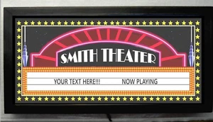 LED ILLUMINATED HOME THEATER  -PERSONALIZED HOME CINEMA SIGN CUSTOM SIGN - Picture 1 of 1