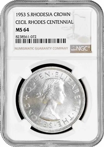 Southern Rhodesia 1 crown 1953, NGC MS64, "100th Birthday of Cecil Rhodes" - Picture 1 of 2