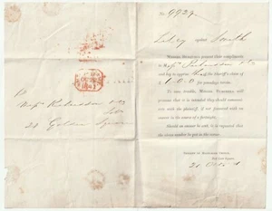 1841 x 2 DIFF LONDON PART PRINTED CAUSE LETTERS LILEY v SMITH DEFENDANT IN JAIL - Picture 1 of 3