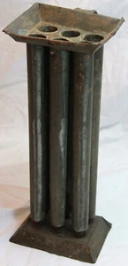 Vintage tin 6-hole mold for 10.25" tapered candles, w/ handle - Picture 1 of 8