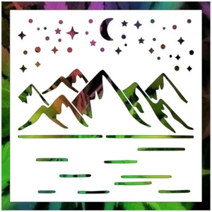 11.5"x11.5" Clear Plastic Stencil - Mountain Night (ROA12) (.007") - Picture 1 of 2