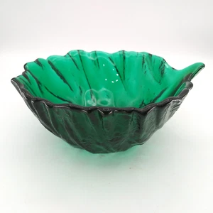 1 ensaladera de vidrio Blenko hoja de repollo verde esmeralda de 6" de diámetro por 2,5" T - Imagen 1 de 8