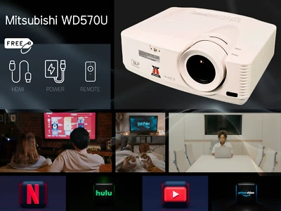 Mitsubishi WD570U DLP Projector 3500 Lumens Home Theater Full HD 3D Ready WXGA - Image 1 of 4