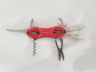 Columbia 10 en 1 Multi Herramienta Rojo Acero Inoxidable Tijeras Sierra Sacacorchos Abridores Foto 1 de 4