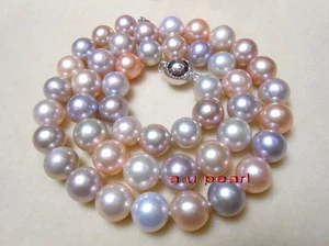 AAAAA 18"10-11mm REAL MAR DEL SUR BLANCO ROSA PÚRPURA COLLAR PERLA MULTICOLOR 14K - Imagen 1 de 7