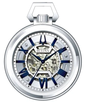 Bulova relógio masculino clássico automático esqueleto prata aço inoxidável 50MM 96A304 - Imagem 1 de 2