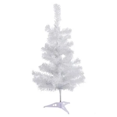 White Christmas Tree Xmas Artificial Traditional Pine Small With Stand 2ft 60cm - Image 1 of 4