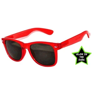 GLOW IN THE DARK RED VINTAGE RETRO SMOKE LENS SUNGLASSES PARTY GLASSES UVB UVA - Picture 1 of 3