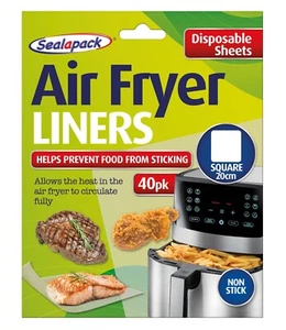 Mess-Free Cooking, Non-Sticky 40pk Disposable Air Fryer Liner (Square Shape) - Picture 1 of 4