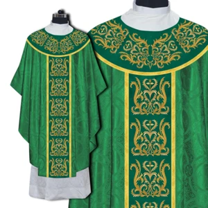 Gothic Chasuble with Embroidered Orphrey – Traditional Liturgical ChurchVestment - Picture 1 of 4