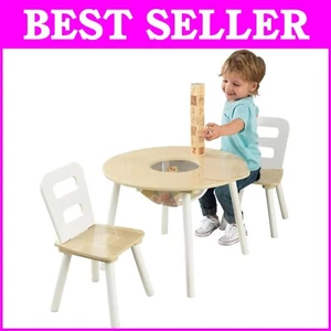 Safe Round Table & 2 Chairs for Kids with Convenient Center Storage - Ages 3-6 - Picture 1 of 9