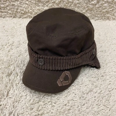 Boné de veludo vintage North Face liso caçador marrom médio aba de orelha Snapback - Imagem 1 de 4