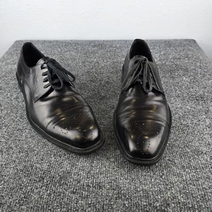Kenneth Cole Black Leather dress shoes 10.5 • Broguing • Oxford • Cap-Toe - Picture 1 of 15