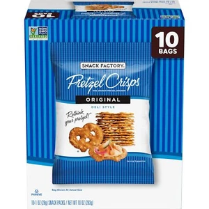 Snack Factory Pretzel Crisps, Original, 1 oz Snack Bags, 10 Ct - Picture 1 of 8