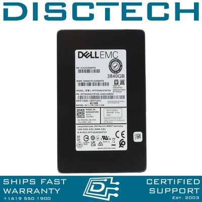 Dell D63MJ 3.84TB SATA 6Gb RI Read Intensive SSD Micron MTFDDAK3T8TDS-1AW1ZABDA - Image 1 of 3