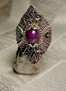 Bali Indianer Stern Rubin Ring in Sterling Silber 925 Größe 7 - Bild 1 von 8