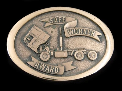 SF01144 *НОВЫЙ ИЗ СТАРЫХ ЗАПАСОВ* ВИНТАЖНЫЙ 1970-е **НАГРАДА БЕЗОПАСНОГО ВОДИТЕЛЯ** ПРОЧНАЯ БРОНЗОВАЯ ПРЯЖКА ДЛЯ ГРУЗОПЕРЕВОЗОК - Изображение 1 из 2