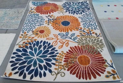 CREME / RED 5'-3" x 7'-6" Back Stain Rug, Reduced Price 1172778873 CBN832A-5 - Image 1 of 4