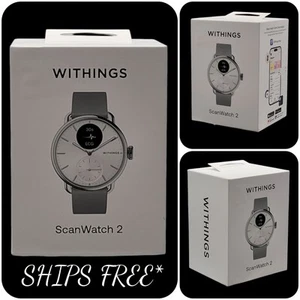 Withings 38mm ScanWatch 2 ECG Temperature Respiratory Smart Watch White SEALED - Zdjęcie 1 z 6