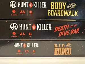 3 COMPLETOS Hunt A Killer Murder Juegos de Misterio Paseo Marítimo Buceo Bar Rodeo Fecha Noche - Imagen 1 de 4