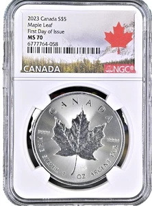2023 Canada $5 MAPLE LEAF 1 Oz Silver NGC MS70 First Day of Issue - RARE! ๐จ๐ฆ - Picture 1 of 4