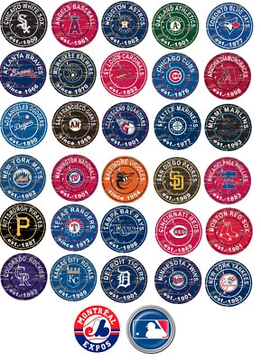Major League Baseball Teams Pin-Back Buttons 2.25" (58mm)(Choose From List) - Image 1 of 2
