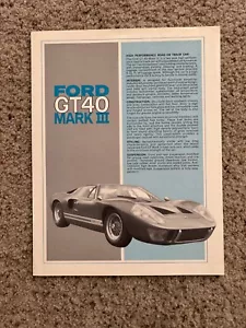1960s Ford GT40 Mark III original sales literature. - Picture 1 of 2
