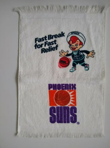 Vintage Phoenix Suns Alka Seltzer Speedy Promo Towel  NBA New Old Stock 11x18 Cover
