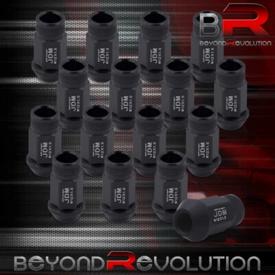 16PC Wheel Rim Lug Nut M12X1.5MM Pitch Thread Open Extended Aluminum Matte Black - Image 1 of 3