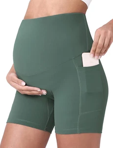 Women'S Maternity Yoga Shorts over the Belly Bump Summer Workout Running Active - Picture 1 of 12