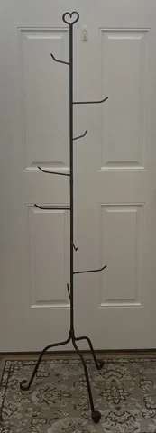 Wrought Iron Basket Tree Stand Free Standing Display 65” Cover