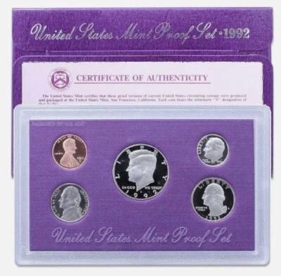 1992-S | US Mint Proof Set | 5 Coins | Original Packaging OGP | COA - Image 1 of 4