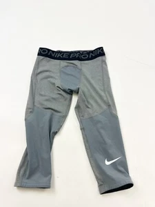 Nike Pro Leggings Boys Youth M Medium Grey Cropped Base Layer - Picture 1 of 8