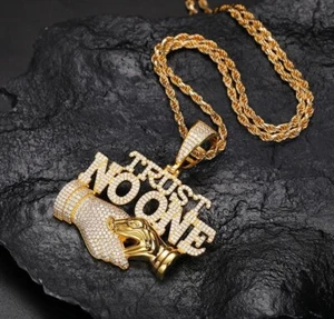 Neu VVS 2,50ct runder Labor Diamant Trust No One Anhänger 925 bestanden Tester Gold - Bild 1 von 2