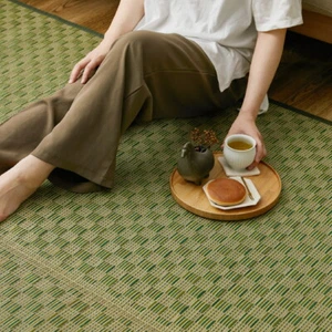 Alfombra de hierba Tatami Mat Rush alfombra Igusa patrón a cuadros Wakatsuki verde marrón - Imagen 1 de 22
