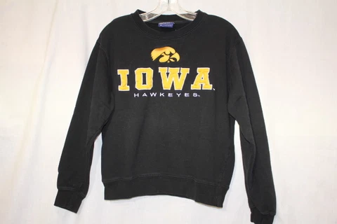 CAMPUS HERITAGE Collection Black & Gold IOWA HAWKEYES Sweatshirt Womens S-B115 Cover