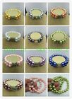 Exquisite 2 Rows Multicolor 10mm Shell Pearl Round Bead Bracelet 7.5"
