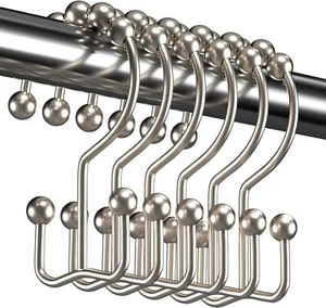 Ganchos para cortina de ducha Titanker anillos resistentes al óxido metal doble deslizamiento ducha... - Imagen 1 de 8